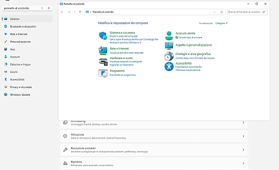 Pannello di controllo su Windows 10