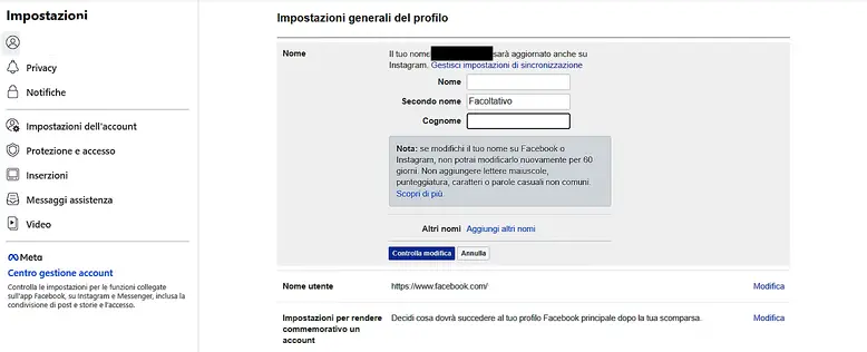 Come cambiare nome su Facebook