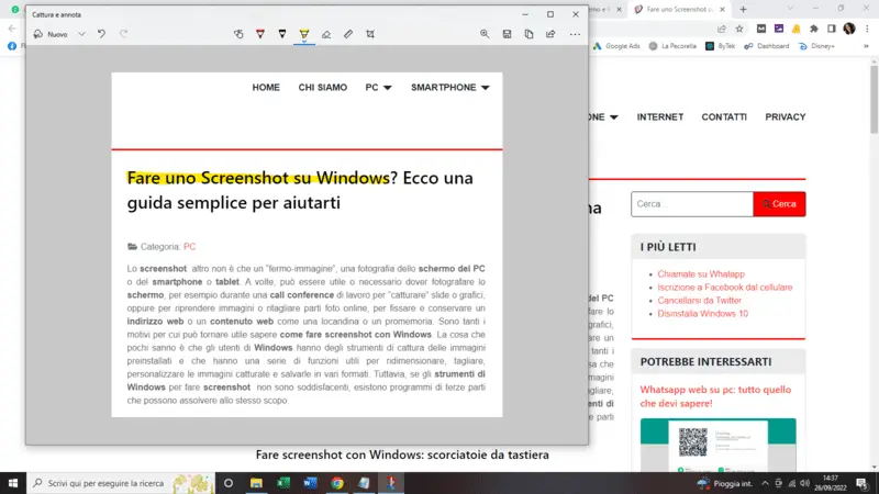 fare uno Screenshot su windows