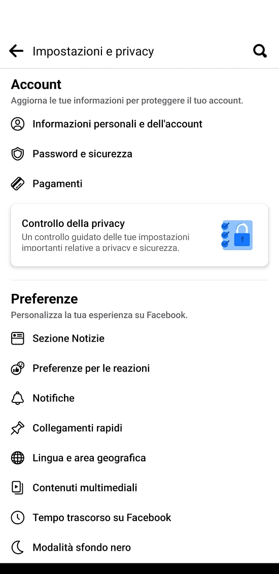 Aggiornare Facebook su Android